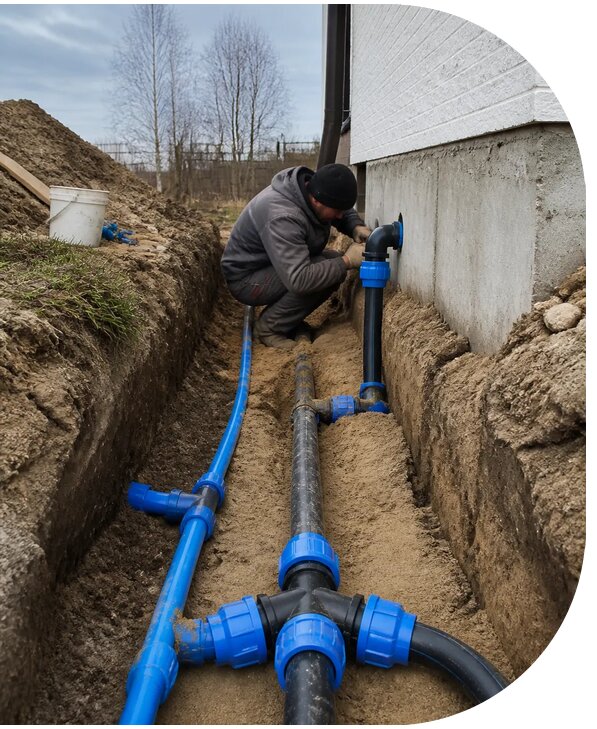 Монтаж наружного водопровода на участке под ключ в Иванове